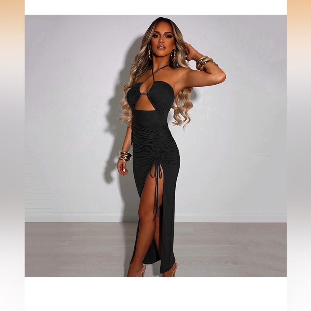 Elegant Black Halter Dress